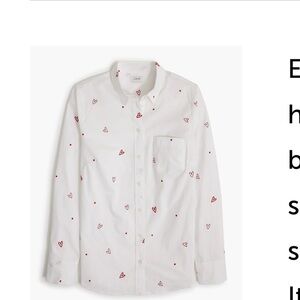 Jcrew Embroidered hearts button up shirt in signature sz l